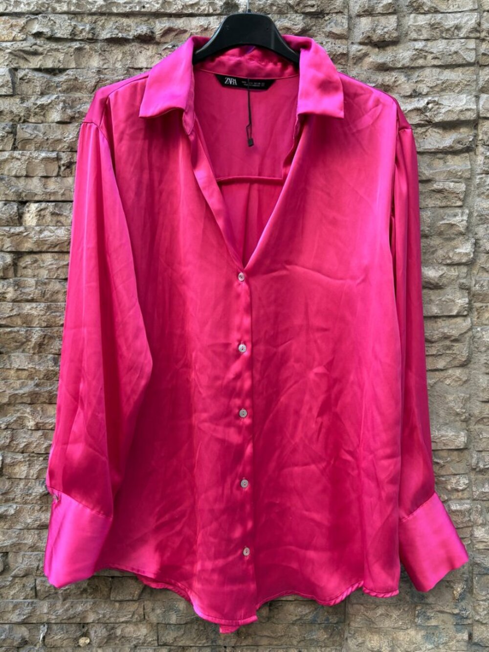 Zara hot pink satin shirt - Picture 4 of 10